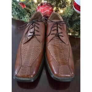 Stacy Adam's brown leather derby shoes with snakeskin size 10